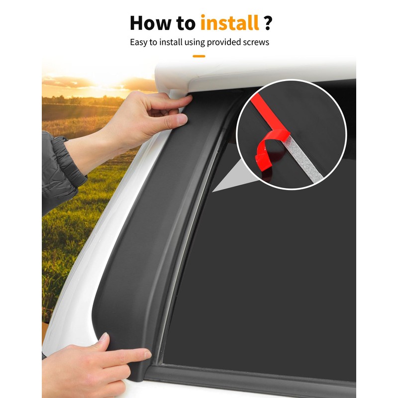 Hoolcar for 4Runner Matte Black Tailgate Door Window Pillar Posts