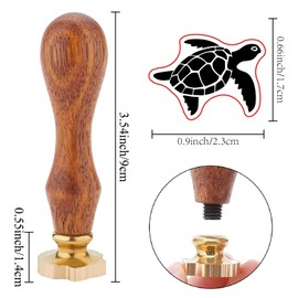 CRASPIRE Turtle Wax Seal Stamp Ocean Seal Stamps Summer Holiday Sea Beach Vintage Removable Golden Brass Sealing Head with Wooden Handle for DIY Scrapbooking Craft Party Invitations Cards Envelopes