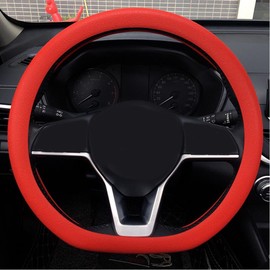 Universal Silicone Elastic Car Steering Wheel Cover Comfortable Grip for 13-16in for Car Truck SUV Accessory (Red)