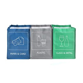 YOUNG DA Reusable Recycle Bin Bags, Separate Recycling Trash Bins Box for Home Kitchen Garden, Recyclable Waste Sorting Organizer Waterproof Compartment Container(3pcs)