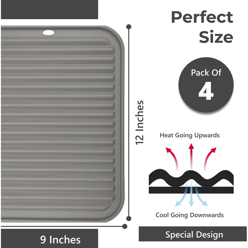 Silicone Trivets for Hot Pots and Pans (4 Pack) -