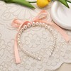 Pink Bow Pearl Headbands for Women Girls Bowknot Headband for