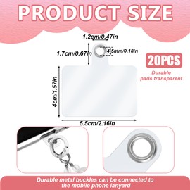20 Pcs Phone Tether Tab Without Adhesive, Cell Phone Tether Tab Universal Phone Lanyard Tab Phone Tether Cellphone Wrist Strap Accessories Phone Charm Kit Clear Lanyard Phone Strap Tether Tab