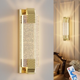 camuucci Battery Operated Wall Sconce Rechargeable Battery Powered 12000mAh Wall Light Indoor Not Hardwired Remote Control Dimmable Wall Lamp Fixtures for Bedroom Living Room Gold 1 Pack