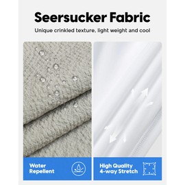 maamgic Men's Swim Trunks 5.5 inch Seersucker 2 in 1 Beach Shorts Quick Dry Bathing Suits with Compression Liner Brown Beige Medium