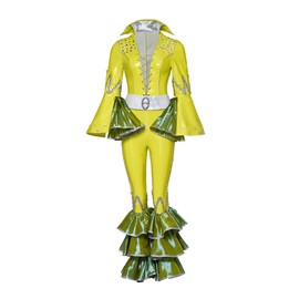 LoliMiss Womens Mamma Mia Cosplay Jumpsuit 1970s Dancing Disco Costume (XXXL, Yellow)