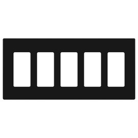 TG Screwless Decorator Wall Plates Child Safe Outlet Covers, Size 5-Gang 4.68" H x 10.14" L, Unbreakable Polycarbonate Thermoplastic, UL Listed, Glossy, Black (1 Pack)