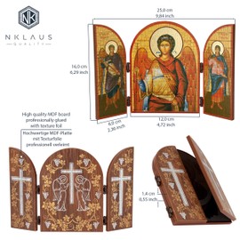 NKlaus Archangel Michael Icon Triptych MDF Wood 25 x 16 cm Christian 13818