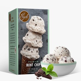 Triple Scoop - Premium Mint Choc Chip Ice Cream Mix For Ice Cream Maker. Simple, Easy, Delicious. From Gourmet Mix To Maker in 5 Min, Makes 2 Creamy Qrts, Made in USA (1 Pack, Mint Choc Chip)