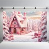 Christmas Gingerbread House Candy Backdrop Photography Pink Party Background (7X5FT)