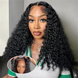 Glueless Wigs Human Hair Pre Plucked Pre Cut water Wave Bob Wig Human Hair Wear and Go Wig 4x4 HD Lace Closure Wigs for Beginners Upgraded No Glue 150% Density Natural Color