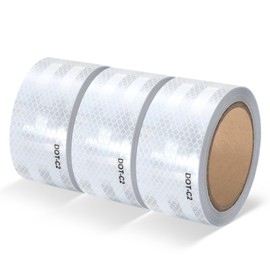 QILIMA 3 Rolls 2 Inch x 30 FT White Waterproof Reflective Tape for Vehicles - High-Visibility Safety Adhesive Strips for Bicycles, Trucks, and Trailers - Weather-Resistant Conspicuity Reflective Tape