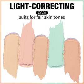 FOCALLURE #GoldenAge 5 in 1 Multi Uses Concealer Palette, 5 Colors Correcting Conceal Palette, Camouflage Contour Palettes for Dark Circles, Face Contouring Highlighter Pallet, CC01 LIGHT-CORRECTING
