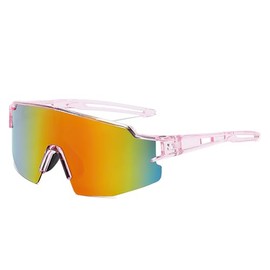 YASREKUYI Cycling Glasses Sports Sunglasses with Anti Blue Lenses Men Cycling Glasses MTB Biking Sunglasses Transparent Women Light-Colored Frames Sunglasses (Pink-C4)