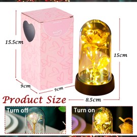 Valentines Day Gifts Galaxy Rose for Her,Light Up Rose Flower Gift Birthday Gifts for Women Mom Girlfriend Wife,Forever Glitter Rose In A Plastic Dome Eternal Rose for Valentines/Mothers Day Christmas