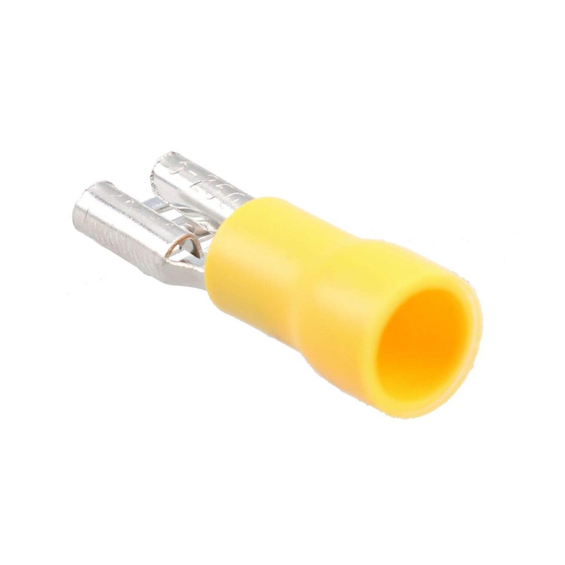 5mm Female Yellow Electrical Cable Wire Spade Terminals Crimps Connectors