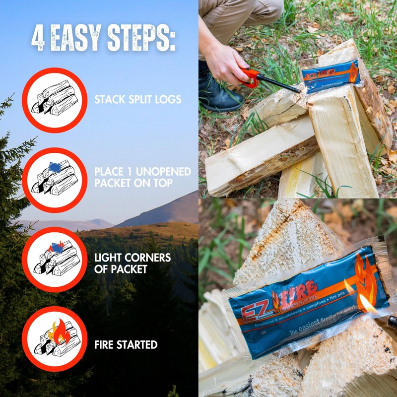 EZ Fire Firestarter – All-Natural Fire Starters for Campfires, Fire
