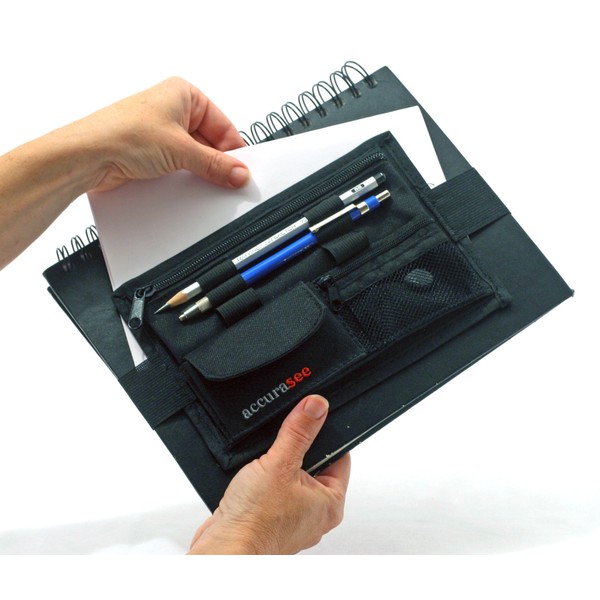 Accurasee Sketch Caddie for Artist - Art Supply Carrier with Elastic Band Attachment for Portfolio Sketch Book, Art Binder, Notebook, Art Organizer