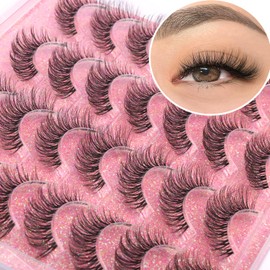 14mm Lashes Natural Look Wispy Eyelashes Fluffy Faux Mink Lashes Clear Band Short Natural False Lashes Cat Eye Daily Soft Strip Lashes Pack by Kiromiro | Kiromiro