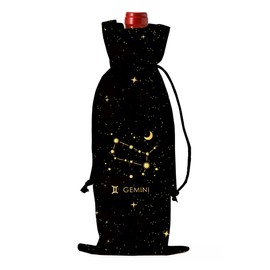 Gemini Wine Bag Women Gifts for Birthday Wine Bag Astronomy Constellations Witchy Gifts for Women Birthday Party Decoration Black Gold Starry Sky Constellations Wine Bag for Her Him