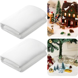 Christmas Artificial Snow Blanket 2 Pack, 80 x 240cm Artificial Snow Roll for Christmas Decorating, White Soft Fluffy Fake Snow Village Cotton for Creating a Winter Wonderland Crafts Backdrop