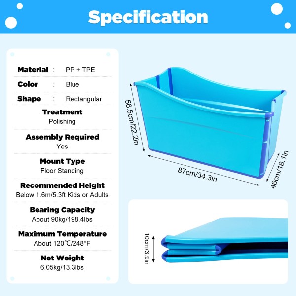TBvechi Foldable Bathtub, Adult Kid Portable Spa Sauna Soaking Bath