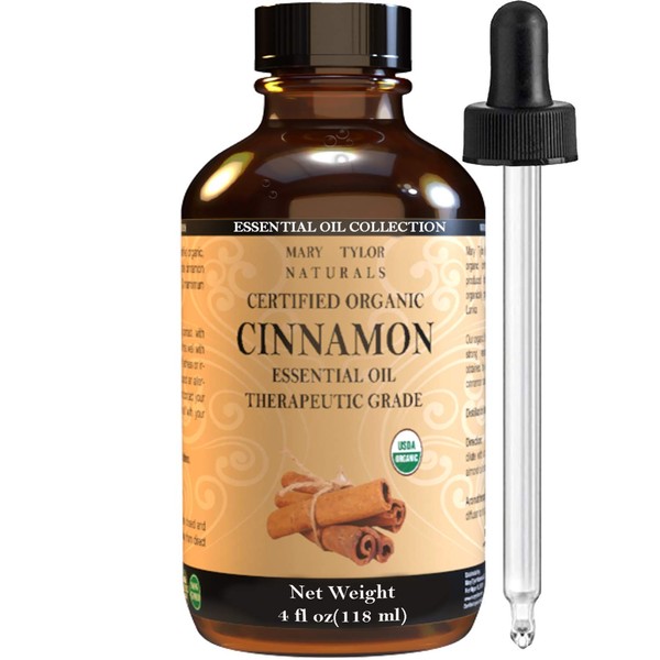 Cinnamon Essential Oil (4 oz), by Mary Tylor Naturals,100% Pure Essential Oil, Therapeutic Grade, Perfect for Aromatherapy, Relaxation, DIY, Improved Mood
