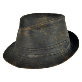 Jaxon Hats Weathered Cotton Trilby Fedora Hat - Brown, S