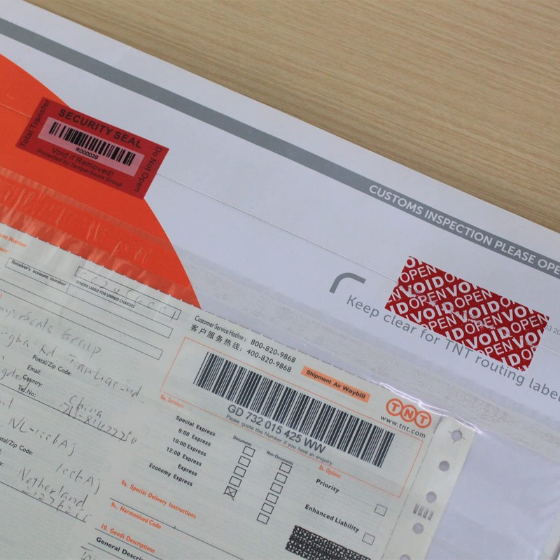 TamperSeals Group - 100 Sheets Red 25x60mm Full Transfer Barcode