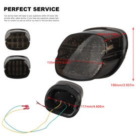 PowerMotor Smoked Black LED Rear Tail Light,Motorcycle Strobing Brake Driving Taillights For Dyna Road King Electra Glide Street Bob Touring Davidson Parts(Type B Five Line)