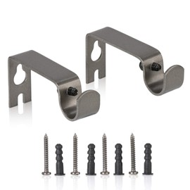 KOYIDA Curtain Rod Bracket Grey, Wall Holder Set of 2 Pack for 1/2 inch to 5/8 inch Diameter Single Rods