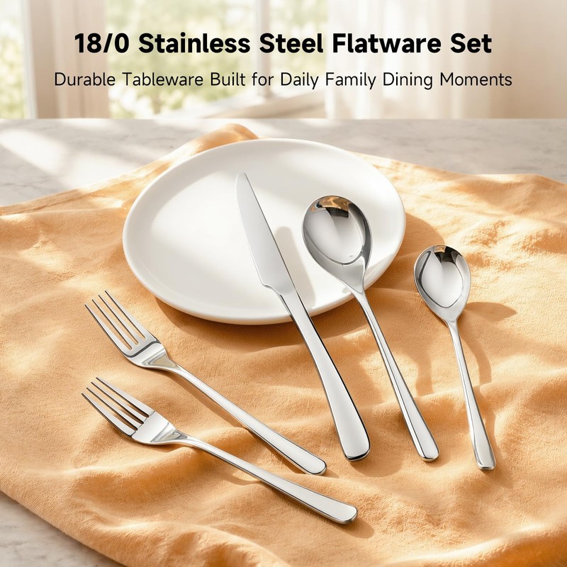 Silverware Set for 4, 20 Piece Stainless Steel Flatware Cutlery