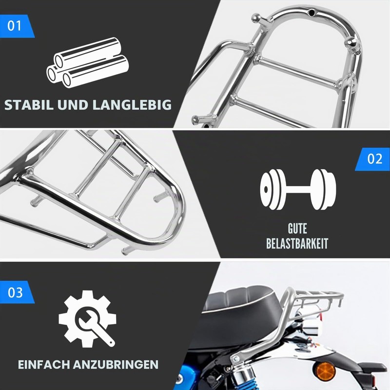 For Honda Monkey 125 2018-2023 Rear Rack (Chrome)