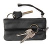 Leather Key Holder, Key Chain Wallet, Bag, Pencil Case (Black)