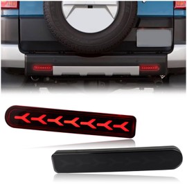 KEEGTBOX LED Rear Bumper Brake Light Kit Daytime Running Light Dynamic Sequential Flash Turn Signal Lamps Compatible with Toyota FJ Cruiser 2007-2023 Accessories(SMOKED STYLE B)