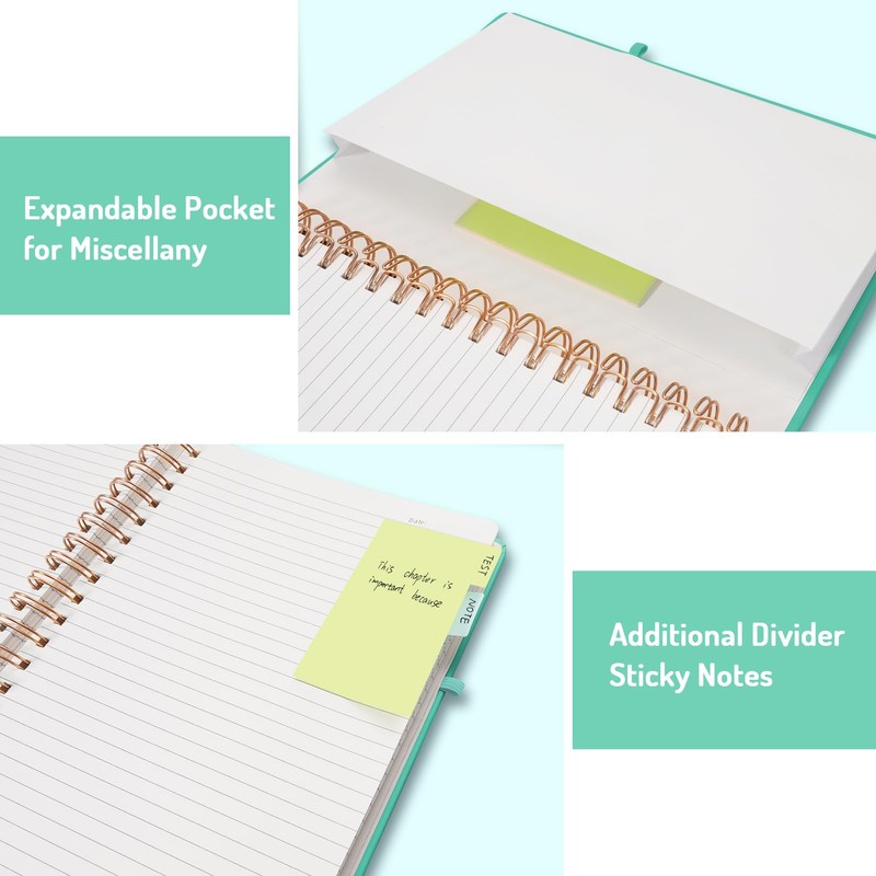 Forvencer Lined Spiral Journal Notebook with 300 Numbered Pages, A5