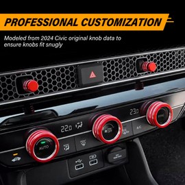 KENTUTO AC Heater Blower Fan Control Switch Knob for Honda Civic Accessories 2025 2024-2022, for Honda CRV 2025-2023, for Acura Integra Accessories 2025-2023 Push Start Button Cover (Red，10pcs)