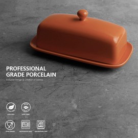 Sweese Butter Dish with Lid, 307.112 Porcelain Butter Keeper, 7.8 Inch Butter Holder with Handle Cover, Butter Container Perfect for East West Coast Butter, Black