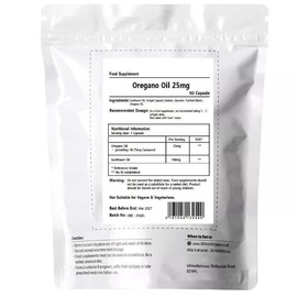 UKHealthHouse Oregano Oil 25mg Capsules Softgel | 18.75mg Carvacrol, Low Thymol | Cold-Pressed Essential Oregano Oil (Origanum Vulgare) | NO Additives (90 caps)