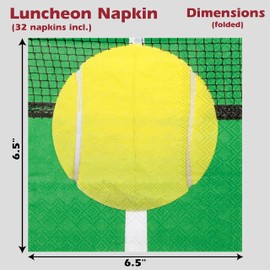 Servilletas de almuerzo de tenis (paquete de 32) Hermosas servilletas de papel cuadradas de 16,5 cm (plegadas) con gráficos auténticos de tenis. Coordina con la colección de fiesta de tenis. Juego de fiesta
