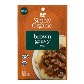 Simply Organic Brown Gravy Seasoning Mix, 1-Ounce 12 Pack, Old Fashioned Brown Gravy With Beef Stock, Onion & Mushroom Flavors