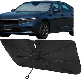 Proadsy Windshield Sun Shade Umbrella for Honda Accord 2023-2025 2026 Foldable Car Umbrella Sunshade with Soft TPU Handle Spring Structure Crystal Cooling Material Protect Car from Rays & Heat