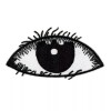 Patchwork Paradise Black and White Eye Embroidered Iron-On Patch – Modern and Minimalist Design