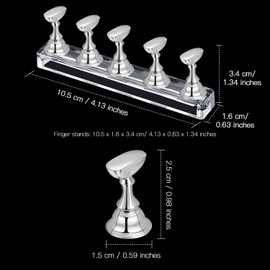 Blulu 6 Sets Magnetic Nail Tip Display Holder Acrylic Display Stand Nail Tip Practice Art Training Stand for DIY Manicure Fingernail Salon(Silver)