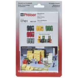 Preiser 17101 Metal Drums Assorted Color; Package(30) HO Scale Scenery Set