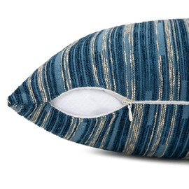 Yeiotsy Cushion Covers Bohemia, Pack of 2, Cozy Modern Striped Cushion Cases Decorative Pillow Cases 18 x 18 Inches Cushion Shells for Sofa Bed Car (Navy Blue, 18 X 18 Inches)