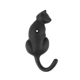 Unbranded Black Cast Iron Cat Tail Wall Hook Key Towel Coat Cap Purse Behind Door Hanger