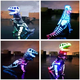 Kids Dinosaur Costumes, Inflatable T-Rex Skeletons Dinosaur Halloween Blow Up Costumes With LED Lights,Cosplay for Kids 7-10Years