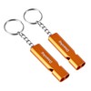2-piece orange emergency survival whistle — double-tube metal safety whistle