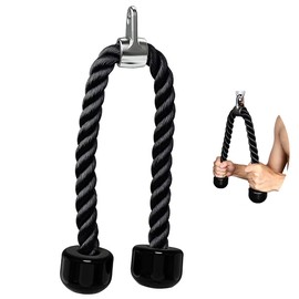 tchrules Universal Tricep Rope Pull Down - 28 Inch Heavy Rope Length, Easy to Grip & Non Slip Cable Attachment, Suitable for Professional Gyms (Black)